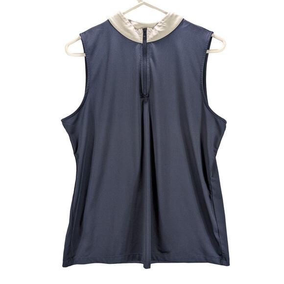 Tommy Bahama Golf Shirt Womens Large Sleeveless Navy Blue 1/4 zip Active Preppy - Picture 1 of 6